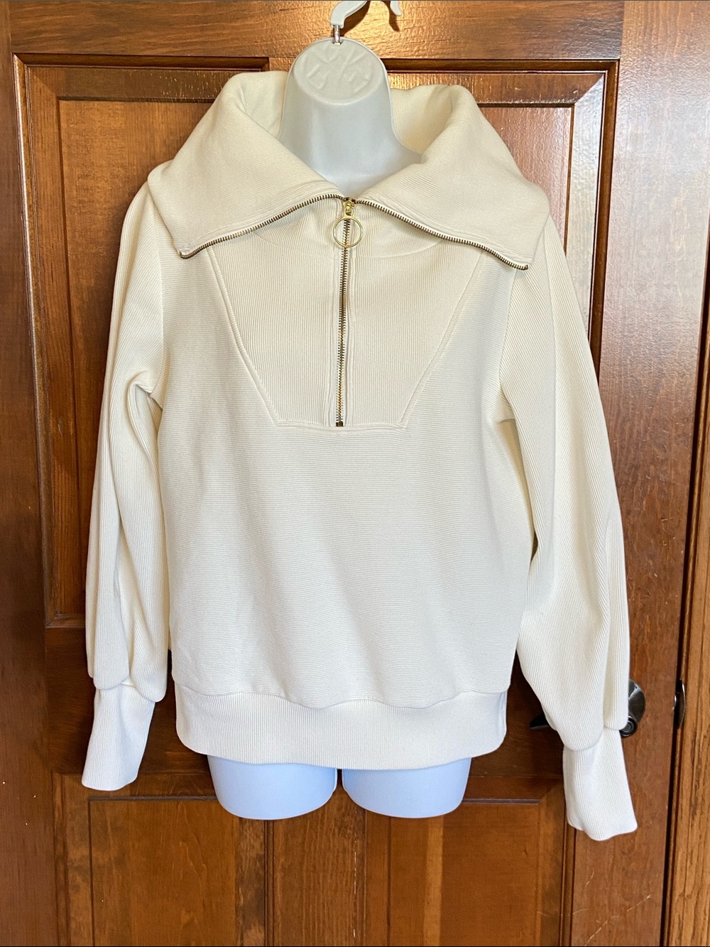 Varley Vine oversized collar gold tone half zip drop shoulders OS Size X Small - Picture 2 of 13
